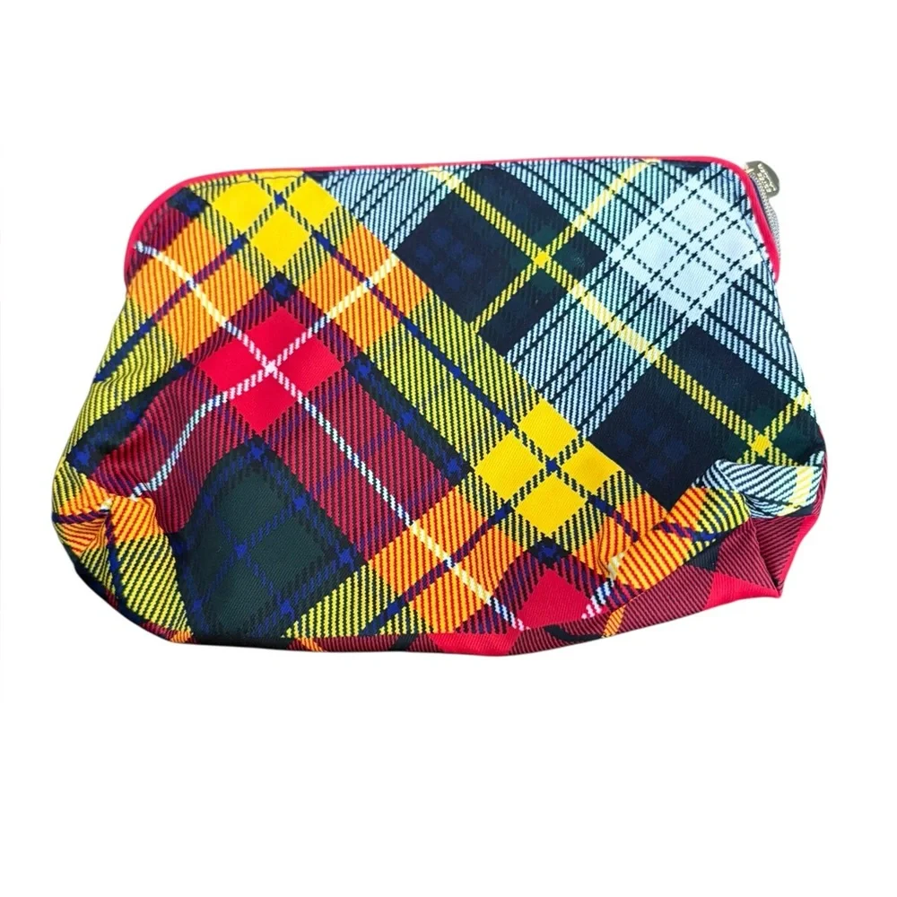 Estee‎ Lauder Tartan Plaid Nylon Makeup Cosmetic Travel Bag New Without Tags
